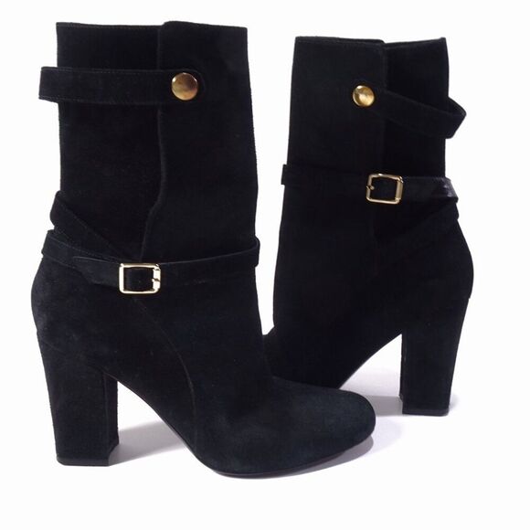 Theory Shoes - Theory  Mitiu Suede Jodhpur Boot Buckle Boot Booties Sz 37.5 Black